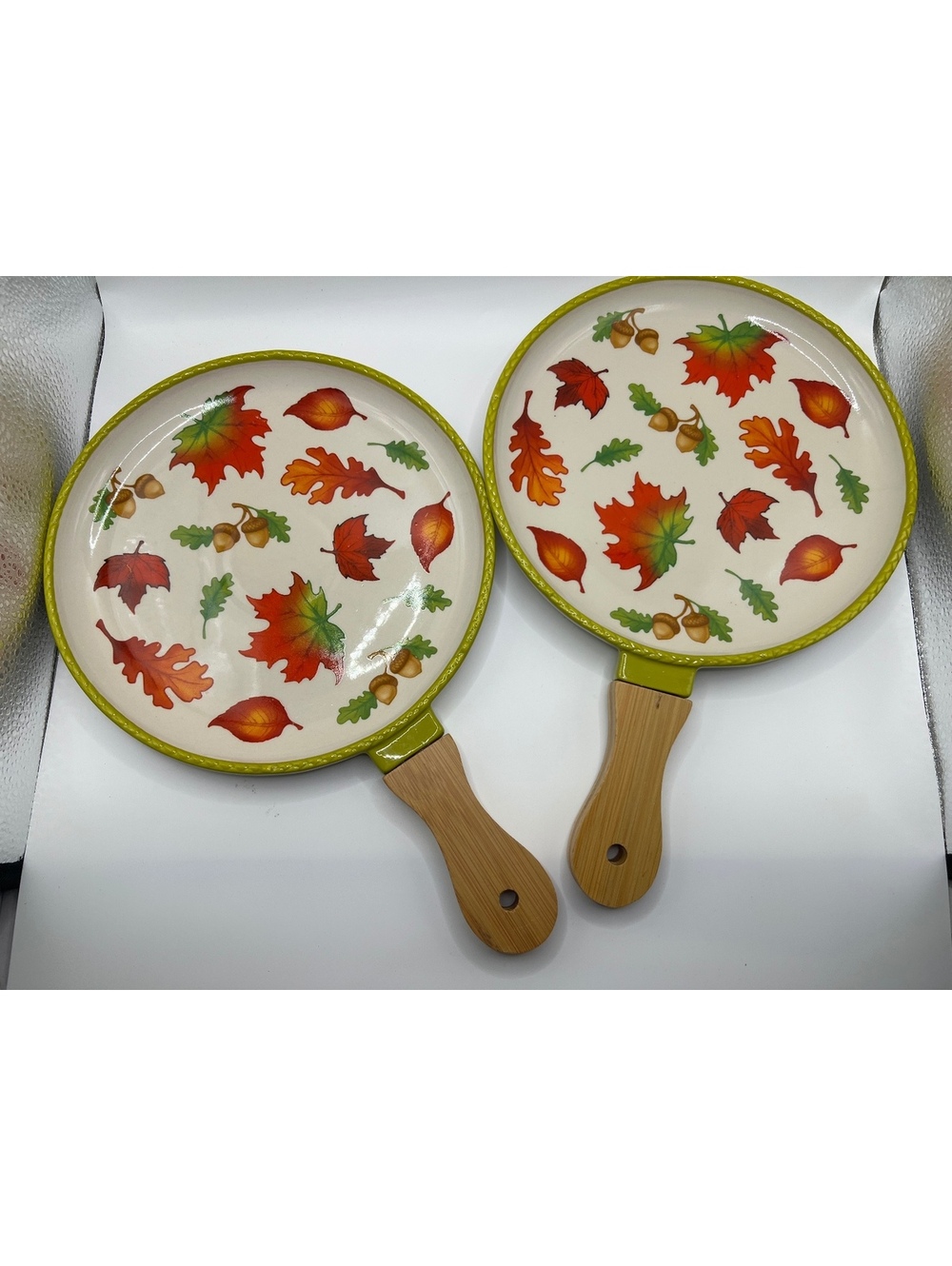New Autumn Leaf Ceramic Baking Pans 7 1/2” Temp-tations  by Tara Set of 2
